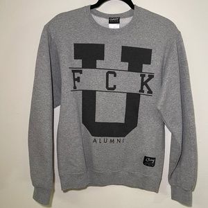 Classy Brand FCK University Alumni Grey Crew Neck Sweater Sweatshirt Size Small